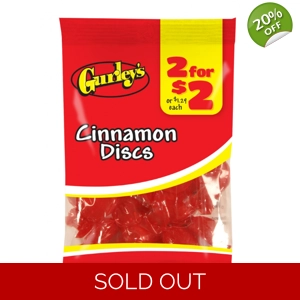 Gurley's Cinnamon Discs 92g Bag - Spicy Wrapped Boiled Candy Drops
